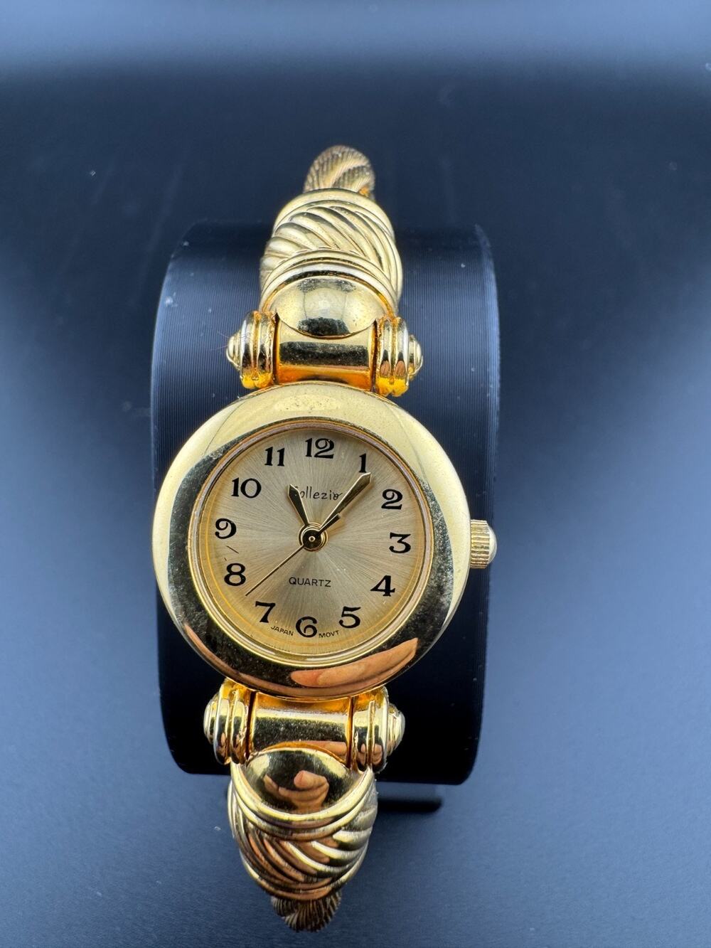 Collezio Gold Tone Cable Cuff Bangle Watch